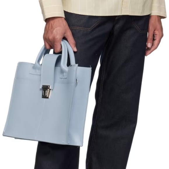 CAMIEL FORTGENS Blue Shopper S Tote Grained leather NEW - Picture 3 of 5